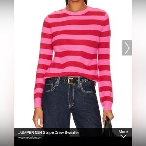 Jumper 1234 Pink Stripe Crew Cashmere Sweater